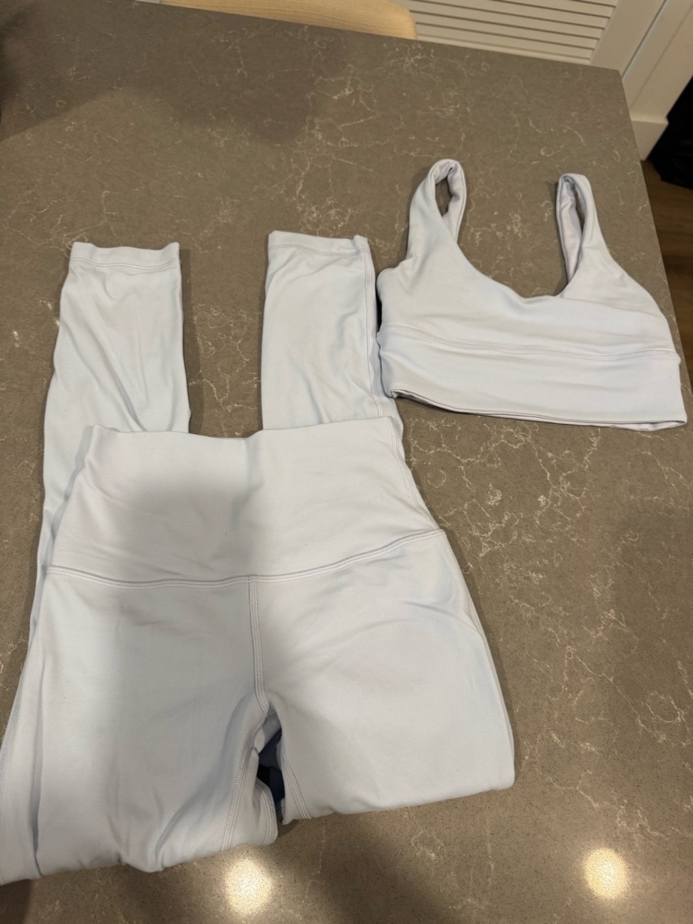 Lulu Lemon Light Blue Workout Leggings & Sports Bra Set